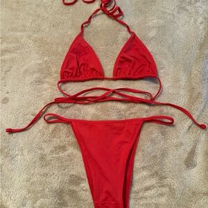 Frankies Bikinis x Pamela Anderson Zeus Bikini Top and bottoms in Red